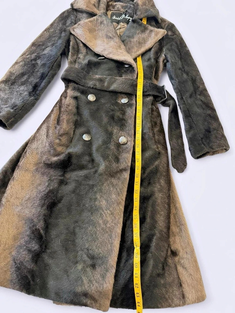 Vintage Faux Fur Coat in Brown & Black